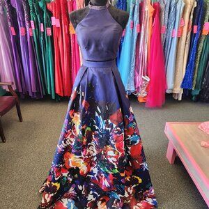 Private Label Helen Size 4 Purple/Watercolor 2-piece Prom Dress Formal Gown